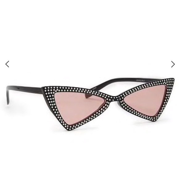 FREE PEOPLE Studded Cat Eye Black Pink Sunglasses - Picture 6 of 7